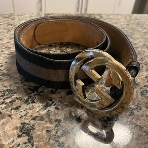 Gucci Gold Guccissima Leather Interlocking GG Belt 95cm